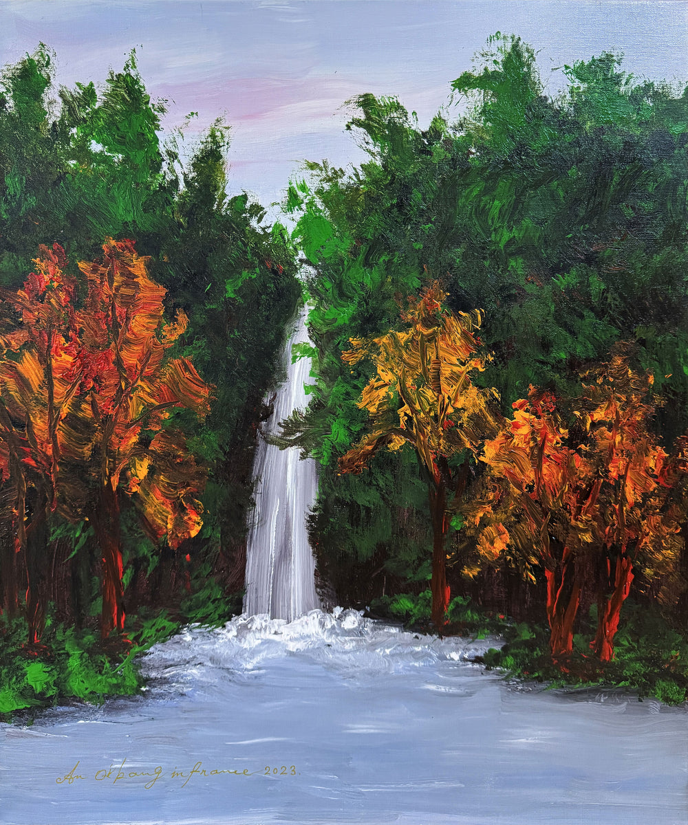 Colorful Woods and Flowing Falls